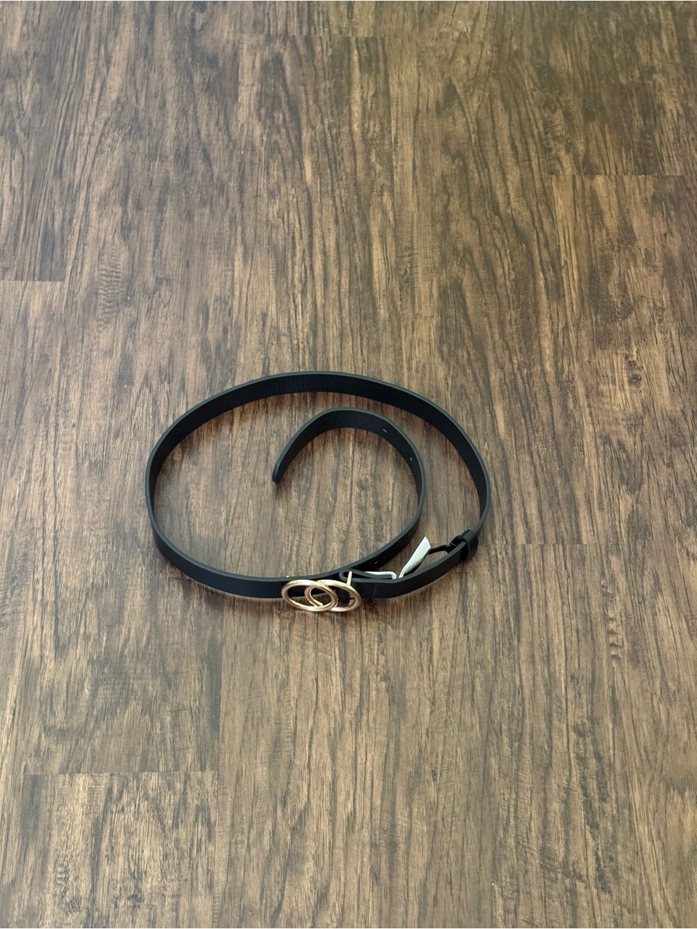 Francesca's Collections Black Belt with Gold Double-Ring Buckle